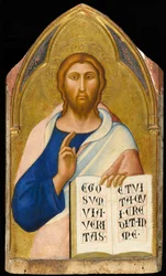 キリストの祝福、1355-1360年（テンペラとパネル上の金箔）